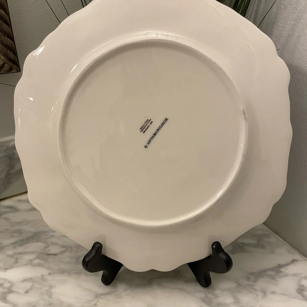 ❤️ ANTHROPOLOGIE BENEDITA GOLD BOW STONEWARE DINNER PLATE NEW